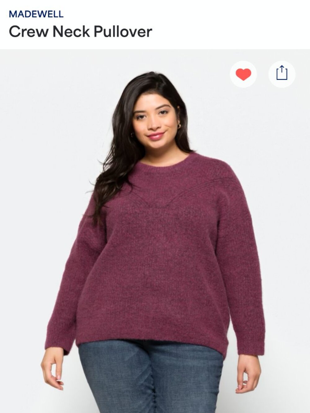 Madewell Crew Neck Pullover PurpleStitch Fix 2X